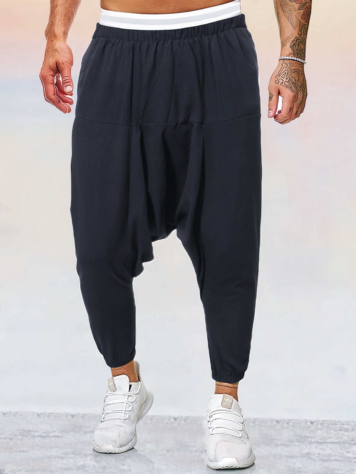 Cotton Linen Solid Color Harem Pants
