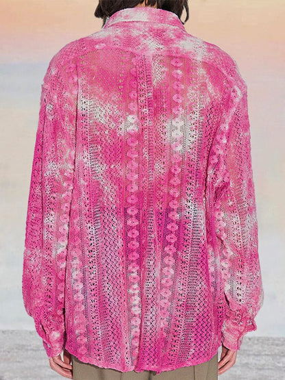Stylish Pure Cotton Hollow Lace Shirt