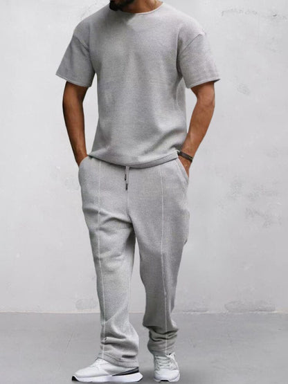 Casual Waffle T-shirt Set