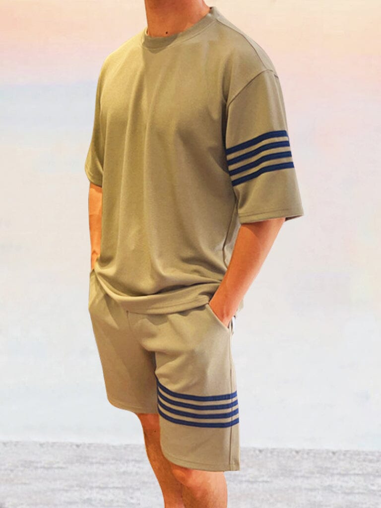 Cozy Striped Splicing Tracksuit Set