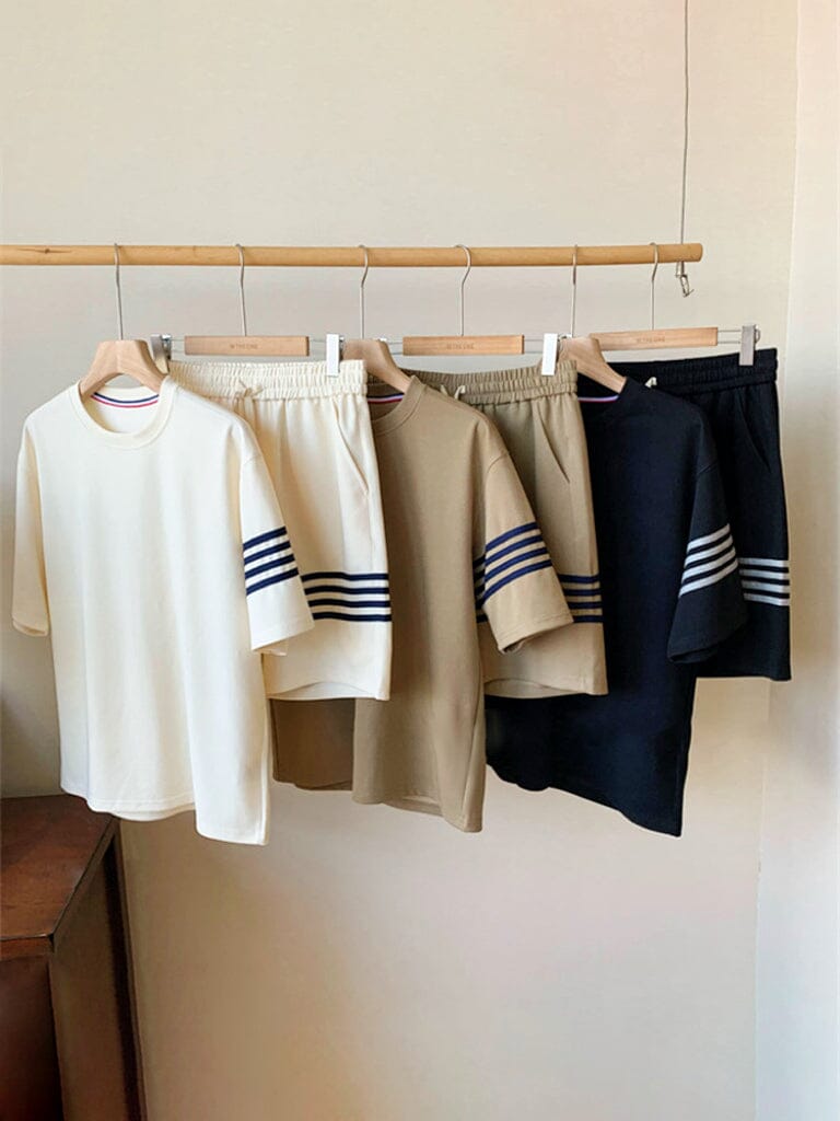 Cozy Striped Splicing Tracksuit Set