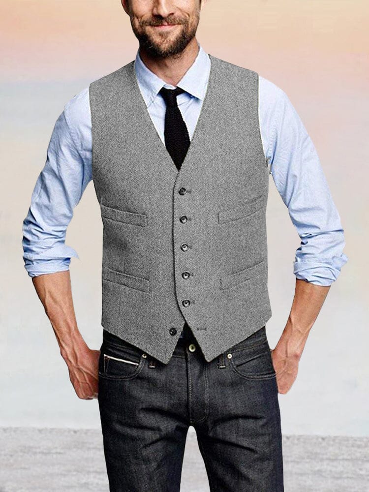 Classic Retro Tweed Vest