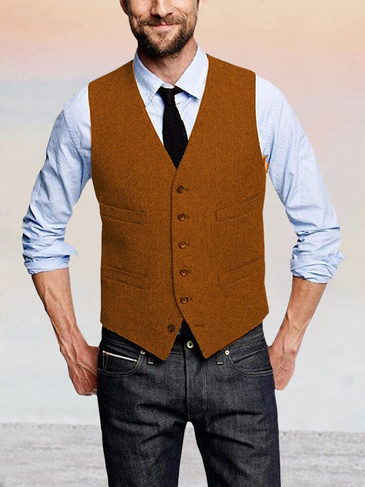 Classic Retro Tweed Vest