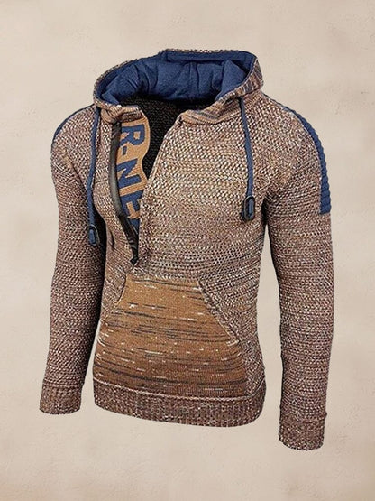 Stylish Splicing Knit Pullover Hoodie