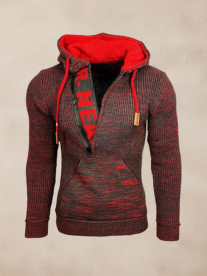 Stylish Splicing Knit Pullover Hoodie