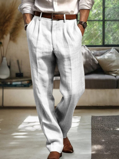 Soft Straight-Leg Cotton Linen Pants