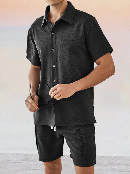 Leisure Texture 2-Piece Shirt Set