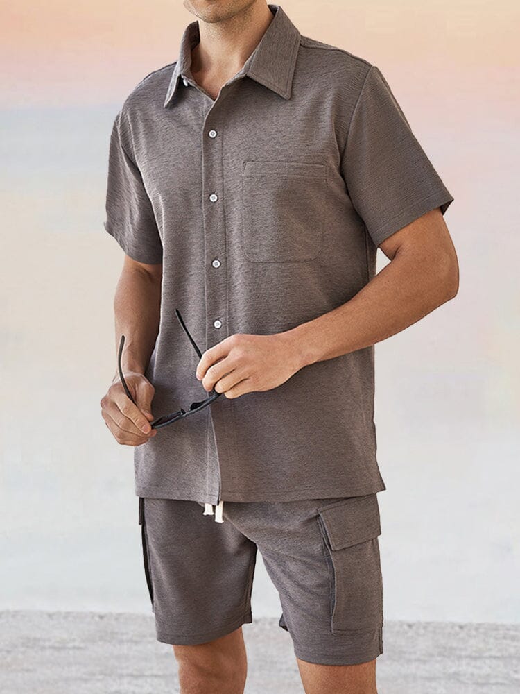 Leisure Texture 2-Piece Shirt Set