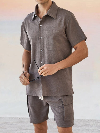 Leisure Texture 2-Piece Shirt Set