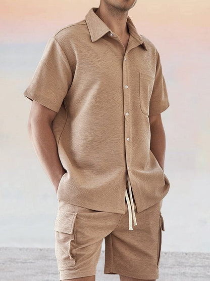 Leisure Texture 2-Piece Shirt Set