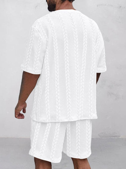 Casual Jacquard T-shirt Shorts Set