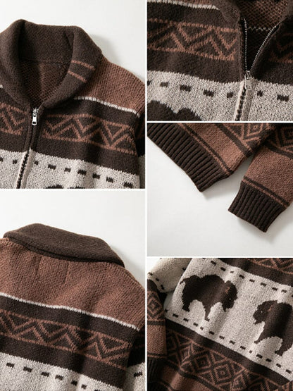 Vintage Jacquard Knit Cardigan
