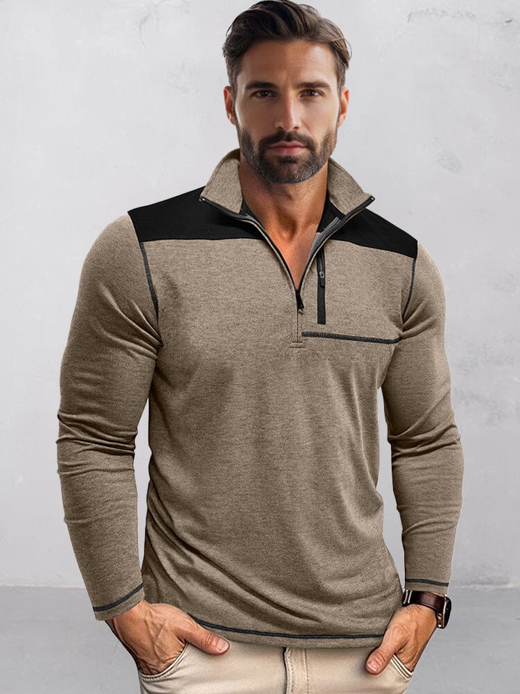 Casual Textured Color Block Polo Shirt