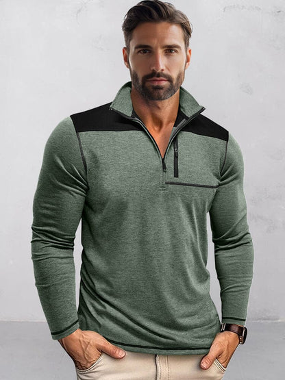 Casual Textured Color Block Polo Shirt