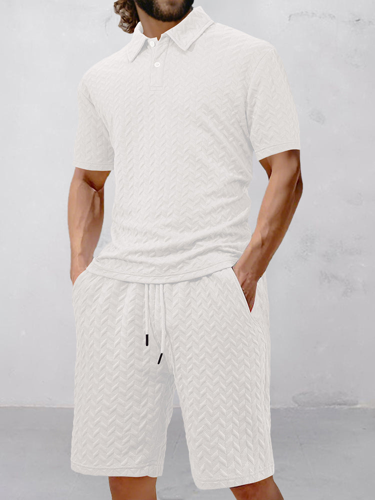 Casual Jacquard Textured Matching Set
