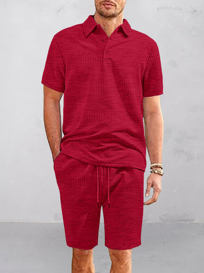 Comfort Fit Jacquard Textured 2-Piece Set