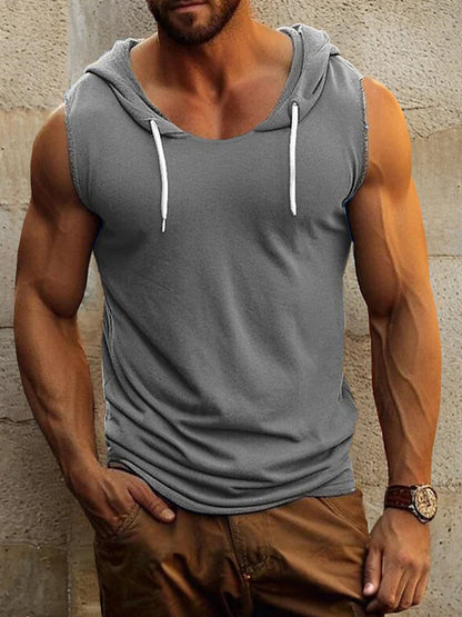 Athleisure Drawstring Hooded Tank Top