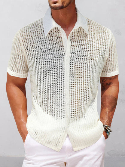 Breathable Hollow Out Textured Shirt