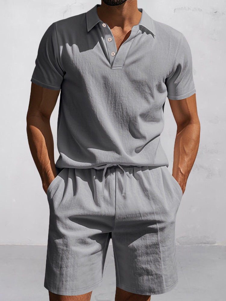 Modern Basic Cotton Shirt Shorts Set