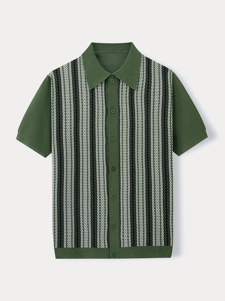 Casual Summer Jacquard Knit Shirt