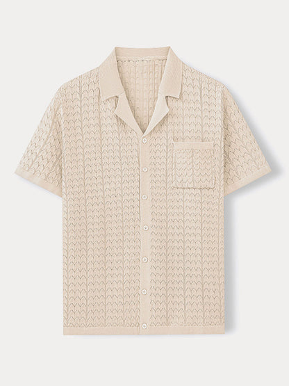 Casual Breathable Textured Knit Shirt