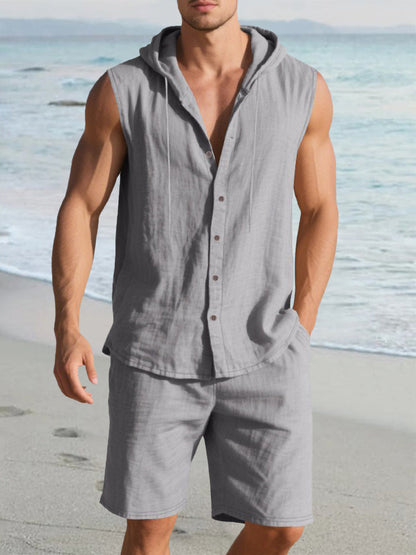 Premium Cotton Hooded Tank Shorts Set