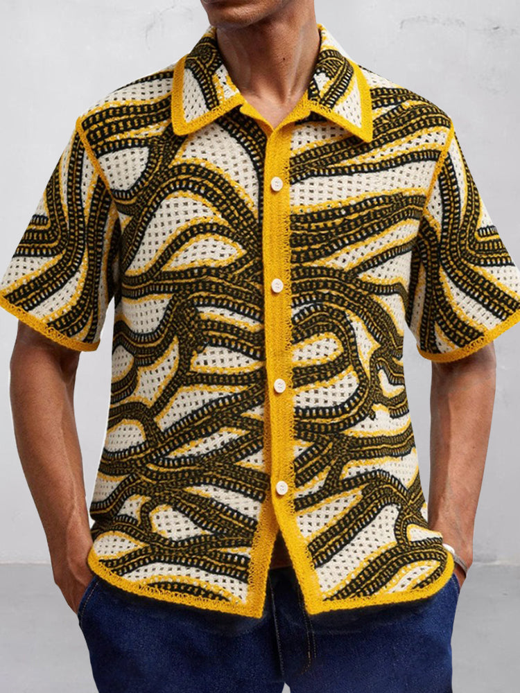 Trendy Openwork Crochet Knit Shirt