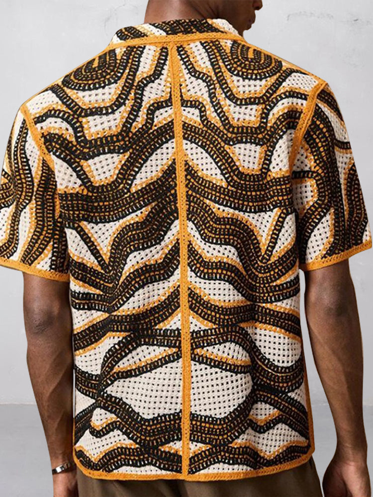 Trendy Openwork Crochet Knit Shirt