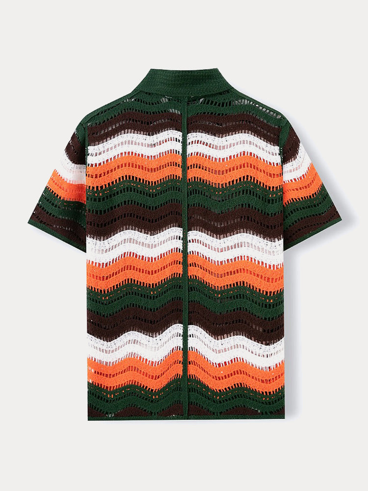Trendy Openwork Crochet Knit Shirt