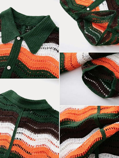 Trendy Openwork Crochet Knit Shirt
