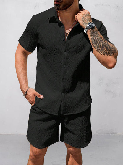 Versatile Jacquard Textured Casual Set