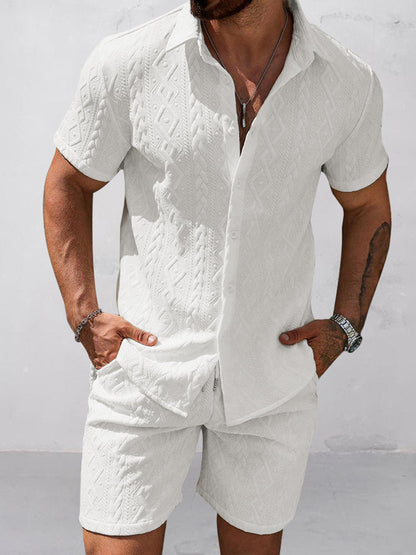 Versatile Jacquard Textured Casual Set