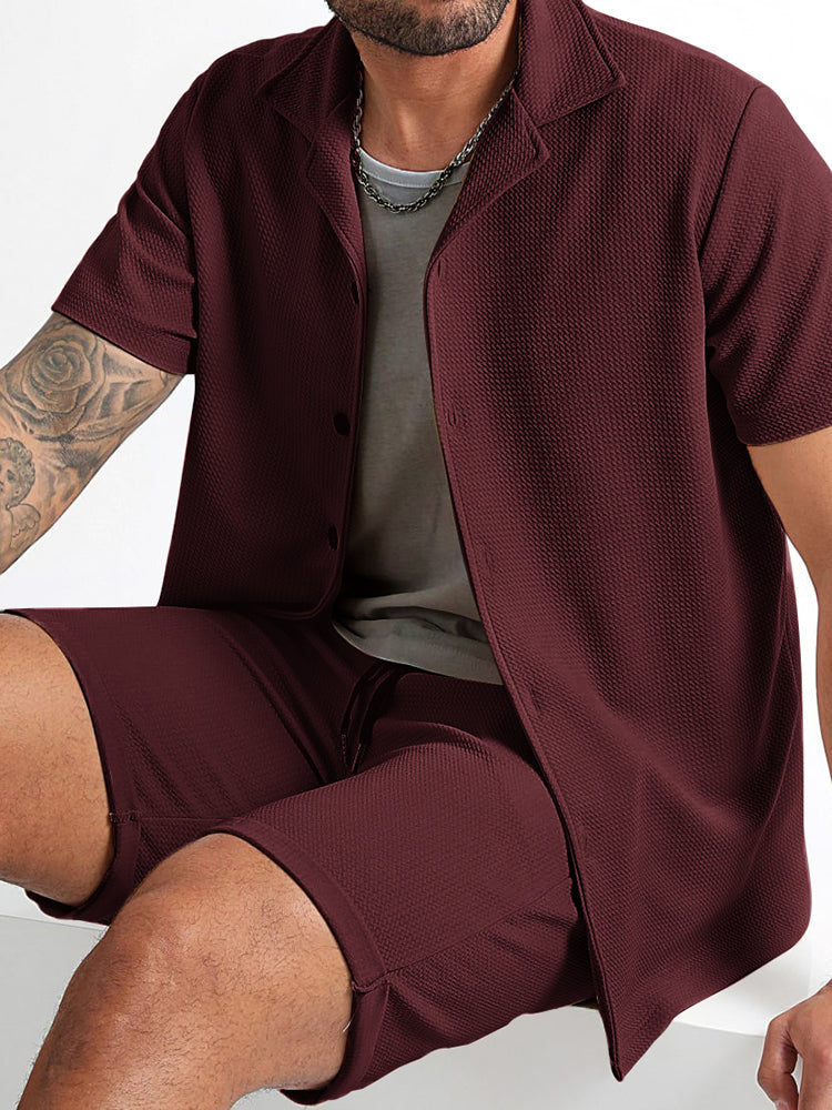 Simple Loose Fit Textured 2-Piece Set