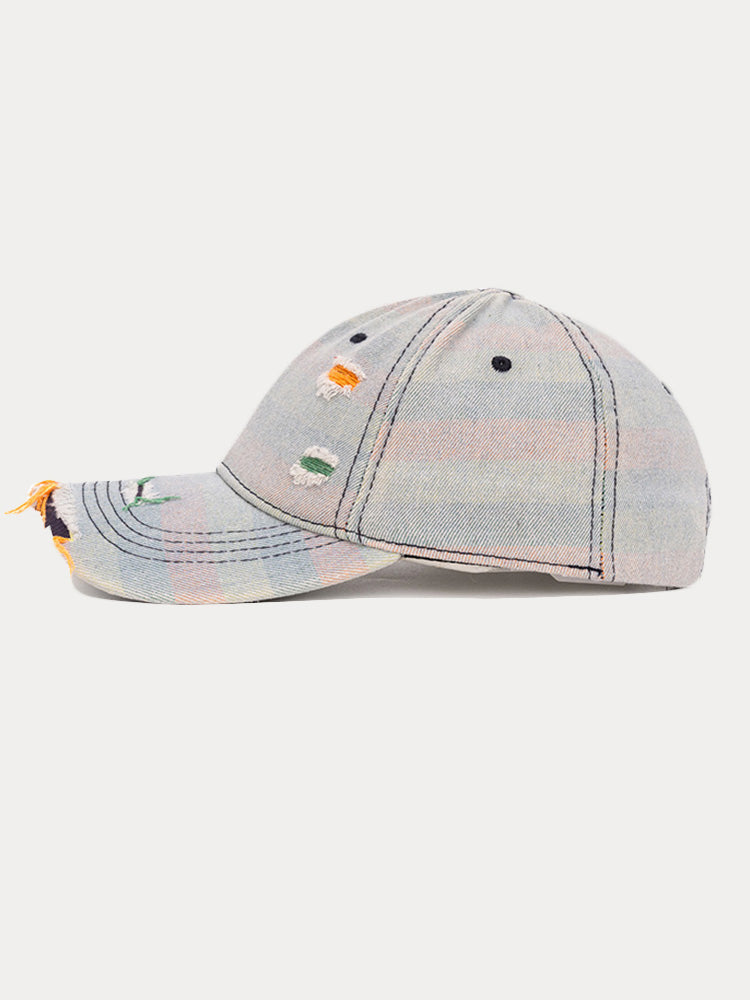 Distressed Washed Denim Baseball Cap