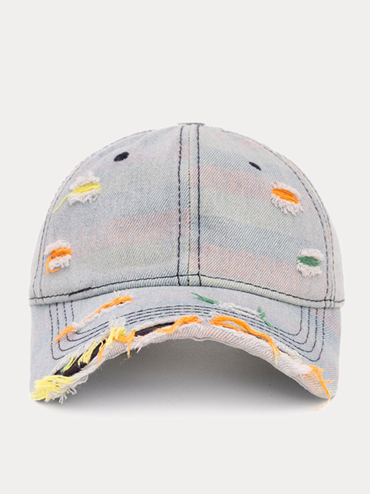 Distressed Washed Denim Baseball Cap
