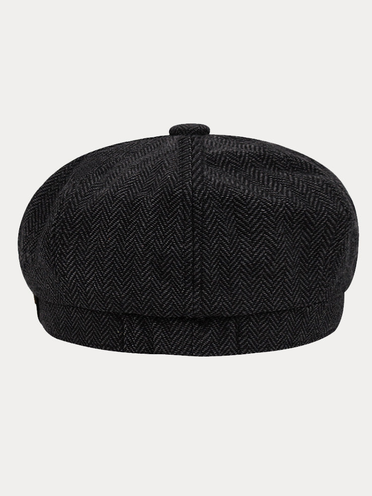 Classic Herringbone Tweed Newsboy Cap