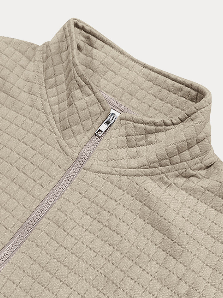 Casual Checkered Stand Collar Sweatshirt