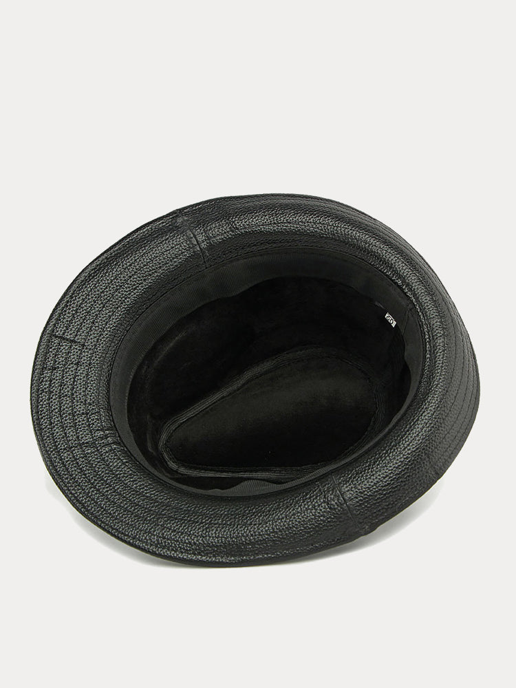 Vintage PU Leather Fedora Hat