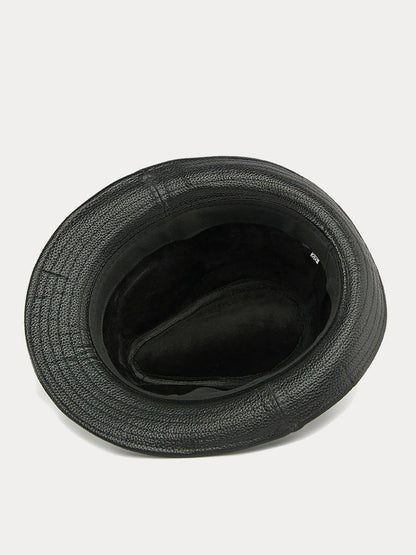 Vintage PU Leather Fedora Hat