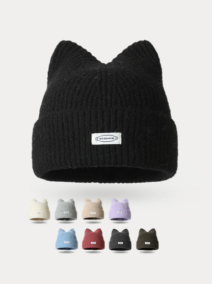 Fashion Plush Meowing Label Beanie