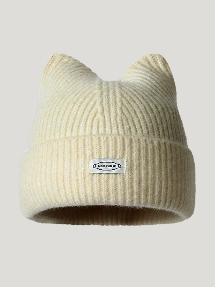 Fashion Plush Meowing Label Beanie