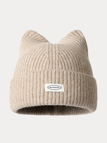 Fashion Plush Meowing Label Beanie