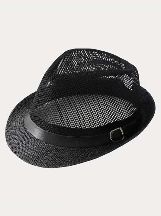 Hollow Weave Panama Fedora with Belt Buckle