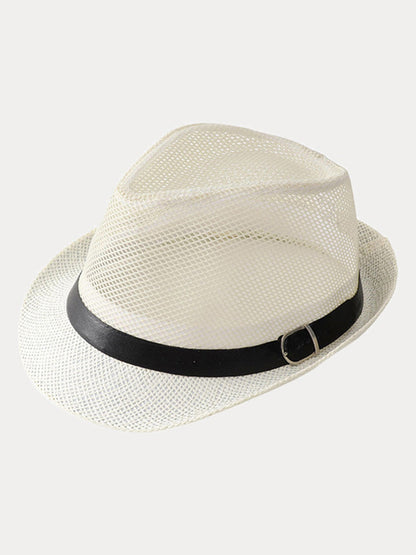 Hollow Weave Panama Fedora with Belt Buckle