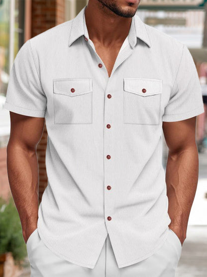 Men's Relaxed Ribbed Knit Short Sleeve Shirt