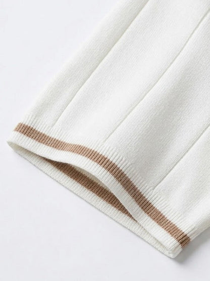 Cool-Touch Cotton Knit Vertical Stripe Short Sleeve