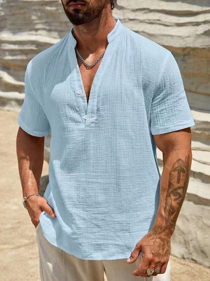 Washed Crinkle Textured Casual Beach Tee