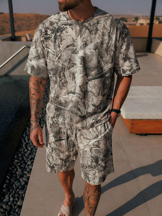 Men's Abstract Ink Print Shorts