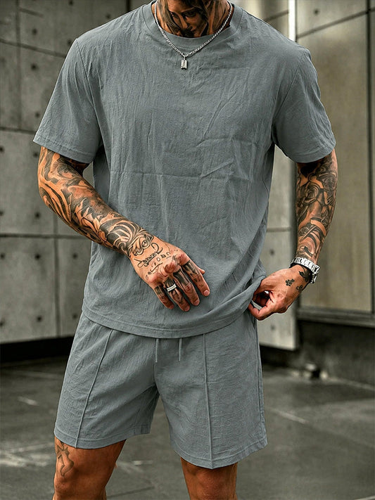 Washed Cotton 2-Piece T-Shirt & Shorts Set
