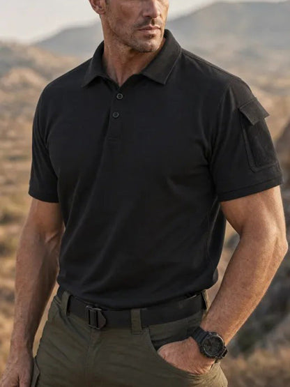Standard Collar Stretch Woven Casual Outdoor Polo Shirt